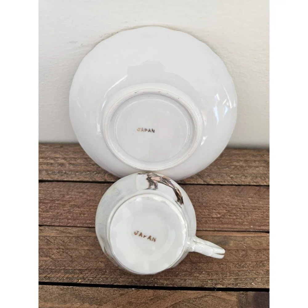 Vintage Mounted Royal Police Iridescent Demitasse Cup And Saucer